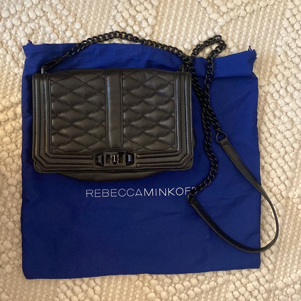 Rebecca Minkoff black quilted love crossbody